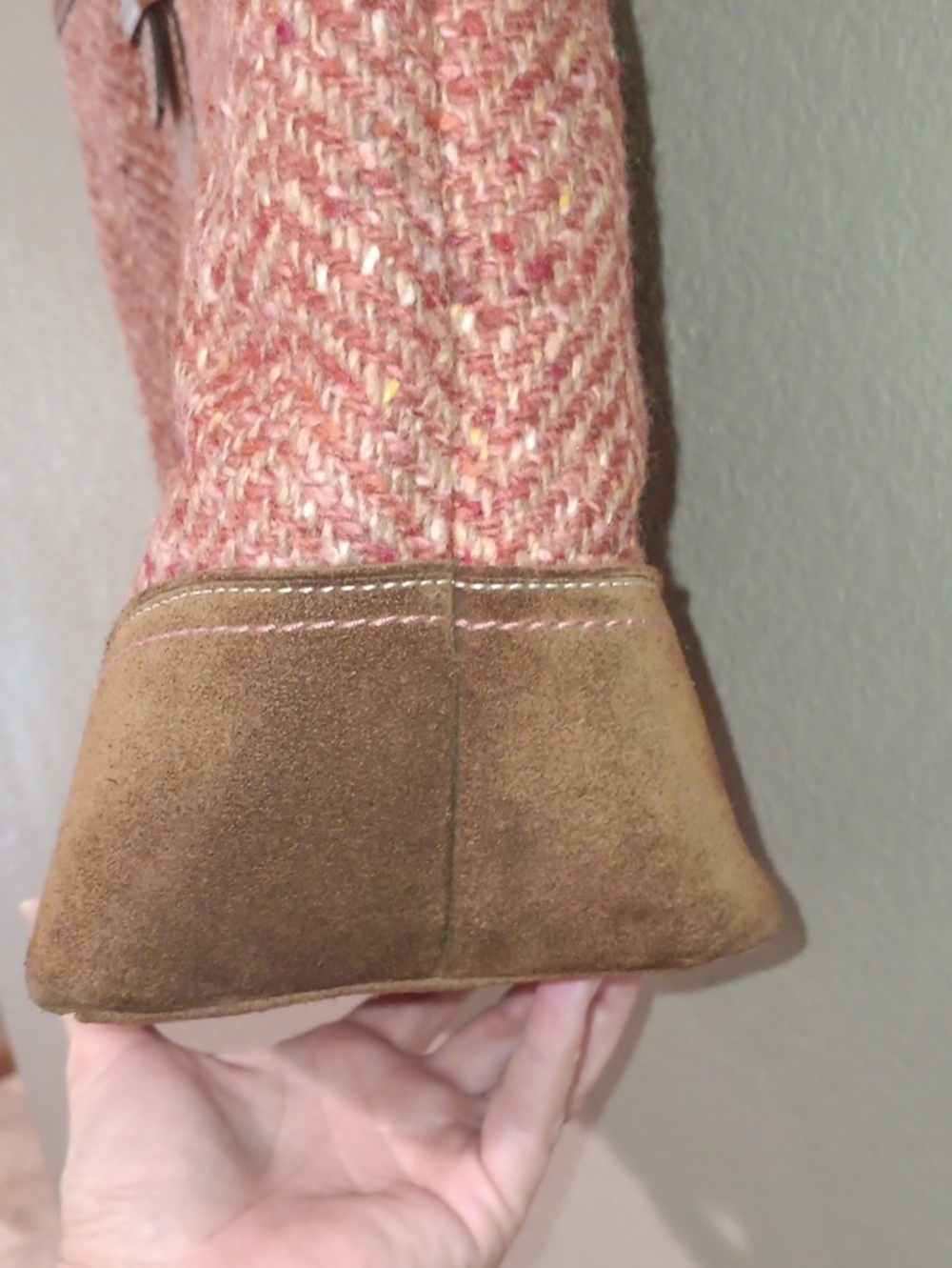 Coach Herringbone Tweed Suede Leather Bag - Picture 7 of 16